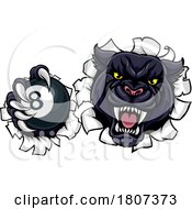 Panther Angry Pool 8 Ball Billiards Mascot Cartoon by AtStockIllustration