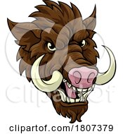 Poster, Art Print Of Boar Wild Hog Razorback Warthog Mascot Pig Cartoon
