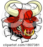 Bull Minotaur Longhorn Monster Cow Mascot Cartoon