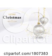 Poster, Art Print Of White Silver And Gold Christmas Greeting