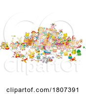 Poster, Art Print Of Cartoon Pile Of Christmas Gifts And Toys