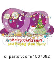 Cartoon Hung Over Santa And Christmas Greeting