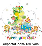 Cartoon Toys And Happy New Year Greeting