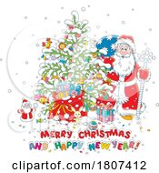 Cartoon Santa And Christmas Greeting