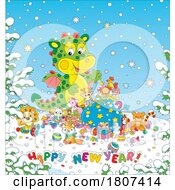 Cartoon Toys And Happy New Year Greeting