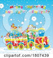 Cartoon Christmas Winter Snowman And Greeting by Alex Bannykh