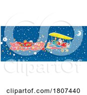 Poster, Art Print Of Cartoon Santa Flying A Christmas Plane