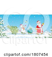 Cartoon Santa Claus And Snowman