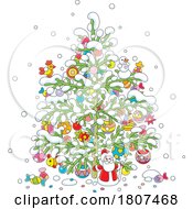 Cartoon Decorated Christmas Tree by Alex Bannykh