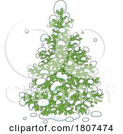 Poster, Art Print Of Cartoon Snow On An Evergreen Or Christmas Tree