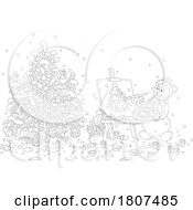 Poster, Art Print Of Cartoon Black And White Christmas Winter Snowman Painting