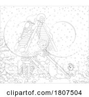 Cartoon Black And White Christmas Winter Snowman