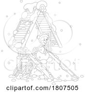Poster, Art Print Of Cartoon Black And White Christmas Winter Snowman