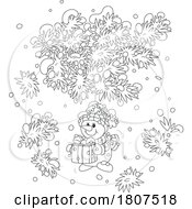 Poster, Art Print Of Cartoon Black And White Christmas Winter Snowman Ornament