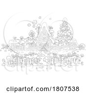 Poster, Art Print Of Cartoon Black And White Winter House