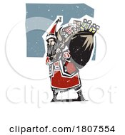 Poster, Art Print Of Santa Claus Carrying A Christmas Sack