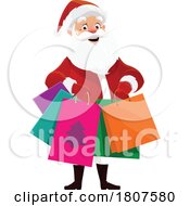Poster, Art Print Of Santa Clause Carrying Shopping Bags