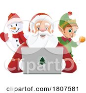 Poster, Art Print Of Santa Clause Checking His Email On A Laptop