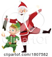 Poster, Art Print Of Santa Clause And Elf Celebrating