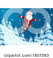 Santa Clause Catching Air While Skiing