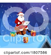 Poster, Art Print Of Santa Clause Checking His Email On A Laptop On A Roof Top