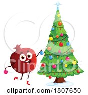 Poster, Art Print Of Christmas Pomegranate Food Mascot