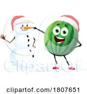 Christmas Watermelon Food Mascot by Vector Tradition SM