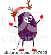 Poster, Art Print Of Christmas Eggplant Food Mascot