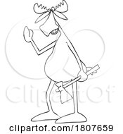 Poster, Art Print Of Cartoon Black And White Moose Waving And Carrying An Axe