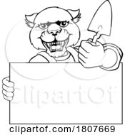 Poster, Art Print Of Bricklayer Panther Trowel Tool Handyman Mascot