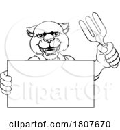 Poster, Art Print Of Gardener Panther Cartoon Tool Handyman Mascot