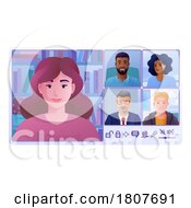 Poster, Art Print Of Woman Video Conference Call Online Meeting Cartoon