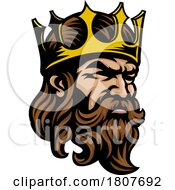 Poster, Art Print Of King Crown Warrior Head Mascot Medieval Face Man