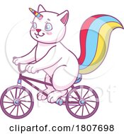 Poster, Art Print Of Caticorn Unicorn Cat Riding A Bicycle
