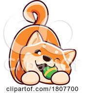 Shiba Inu Dog Playing With A Ball by Vector Tradition SM