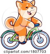 Shiba Inu Dog Riding A Bicycle by Vector Tradition SM