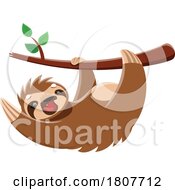 Sloth Hanging From A Branch And Waving