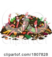 Earth Worms Wearing Bibs In A Compost Pile