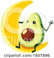 Avocado Mascot On A Moon