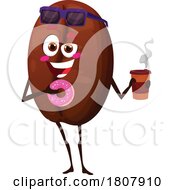 Coffee Bean Food Mascot With A Donut And Drink