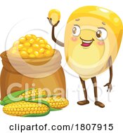 Corn Mascot With Harvest Bag by Vector Tradition SM