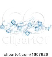 Poster, Art Print Of 3d Water Splash With Ice Cubes