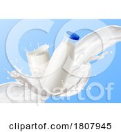 Poster, Art Print Of 3d Milk Splash On Blue