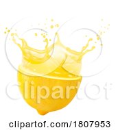 Poster, Art Print Of 3d Lemon Half And Splash