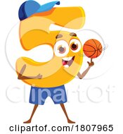 Poster, Art Print Of Number Five Basketball Player Mascot