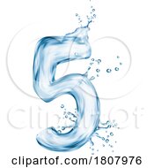3d Water Splash Number 5 Five
