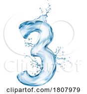 Poster, Art Print Of 3d Water Splash Number 3 Three