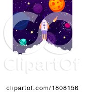 Poster, Art Print Of Launching Rocket With Text Space In The Cloud