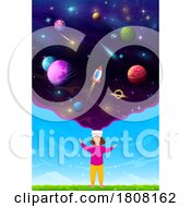 Poster, Art Print Of School Girl Using Vr Goggles To Learn About Outer Space