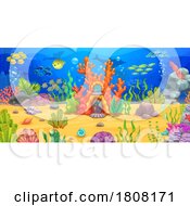Poster, Art Print Of Sea Floor Background With A Coral Mermaid House